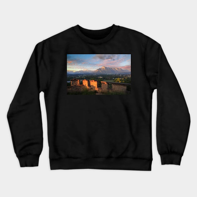 Salzburg Castle sunset Crewneck Sweatshirt by dags